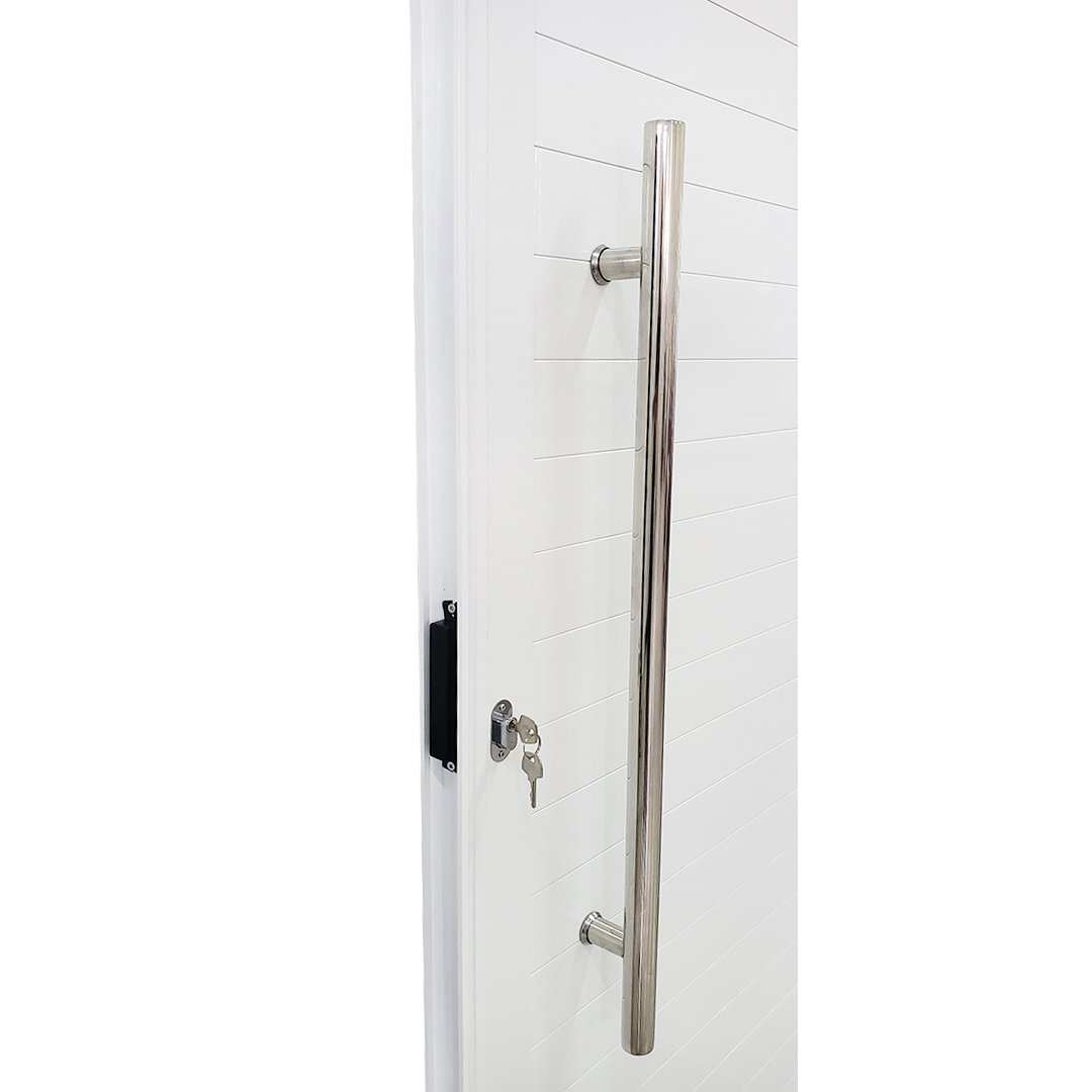 Porta Lambril de Alumínio Branco com Puxador e Vidro Linha 25 - Dc:direita/ 210 X 80 - 4