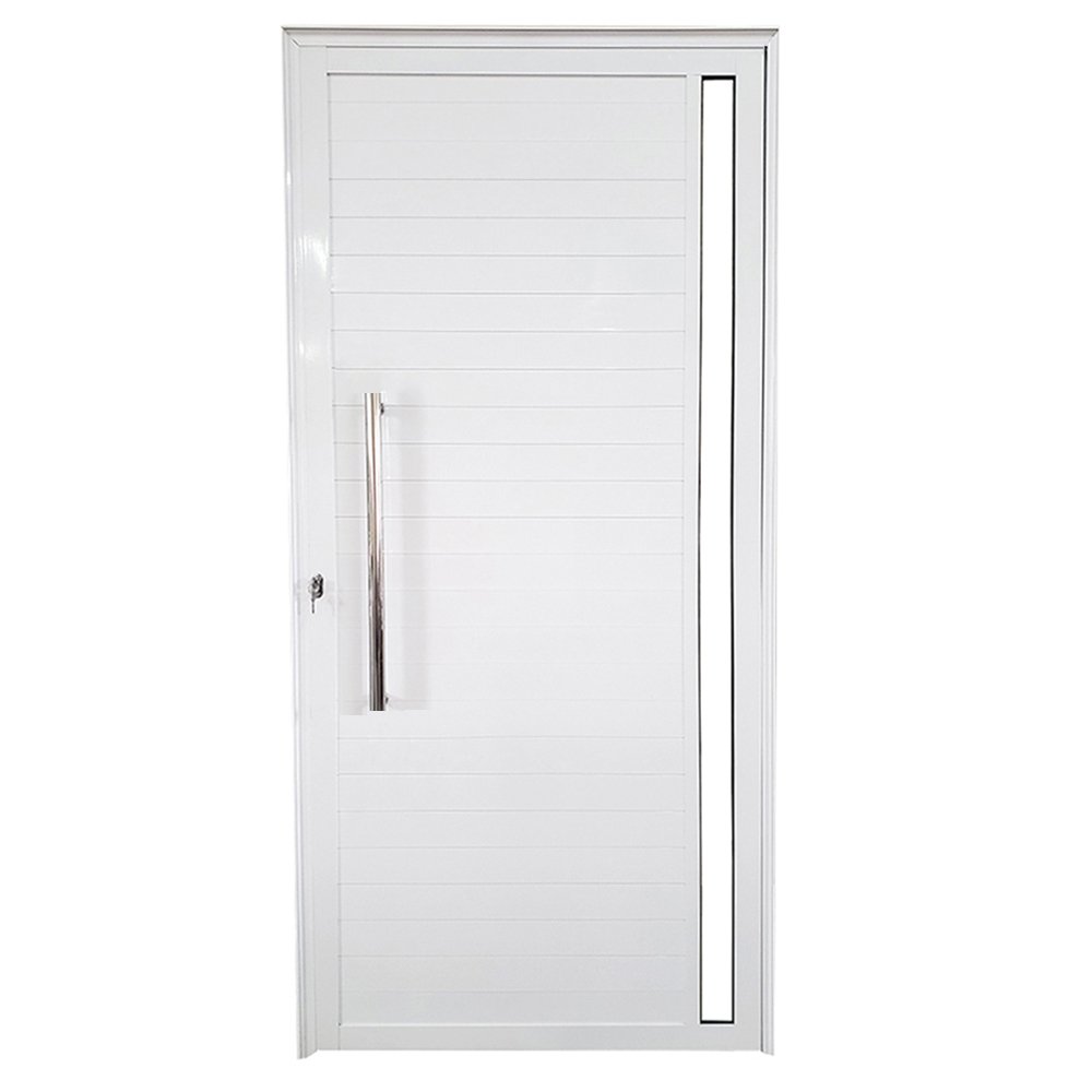 Porta Lambril de Alumínio Branco com Puxador e Vidro Linha 25 - Dc:direita/ 210 X 80