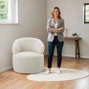 Ver imagem 2 de Poltrona Giratória Bárbara Luxo para Sala na Cor Bouclê-off White- Edecasamoveis