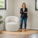 Ver imagem 3 de Poltrona Giratória Bárbara Luxo para Sala na Cor Bouclê-off White- Edecasamoveis