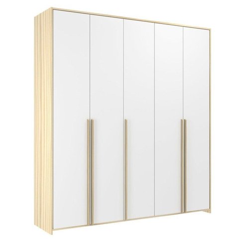 Guarda-Roupa Infantil MDF 5 Portas Modulados Branco/Nature