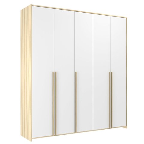 Guarda-Roupa Infantil MDF 5 Portas Modulados Branco/Nature