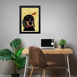 Quadro Dachshund Selo Salsicha 33x24cm:moldura Preta - 1