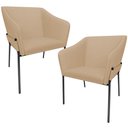 Ver imagem 1 de Kit 2 Cadeiras para Sala de Jantar Estar Living Olívia L02 Linho Bege Escuro - Lyam Decor