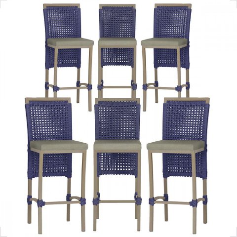 6 Banqueta em Alumínio Roma Fendi Corda Náutica Tecido 8