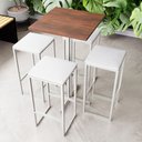 Ver imagem 1 de Conjunto Mesa Alta Bar Bistrô Quadrada Imbuia 4 Bancos Estofado Don Castro Decor