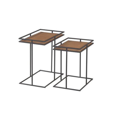 Kit Mesa Decorativa Madeira+metal Mesinha Decorativa de Luxo