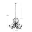 Ver imagem 2 de Lustre Luminária Ferro Teto Rústica Globo Salão Decoração Pé Direiro 8 Braços