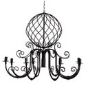 Ver imagem 6 de Lustre Luminária Ferro Teto Rústica Globo Salão Decoração Pé Direiro 8 Braços