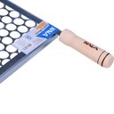 Ver imagem 5 de Grelha para Churrasco Moeda Aço Galvanizado Cabo Madeira Churrasqueiras Portáteis Prata Kala 40cm