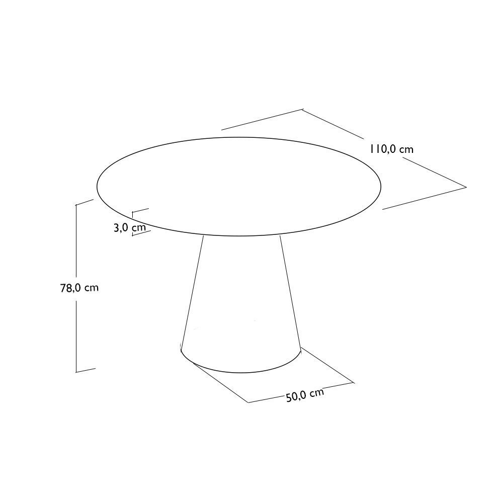 Mesa Cone 4 Lugares Preto/Branco 1,1m - Cerc - 3