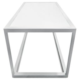 Mesa De Centro Goldin Retangular Para Sala Decoração Branco/Branco - 4