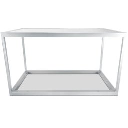 Mesa De Centro Goldin Retangular Para Sala Decoração Branco/Branco - 3