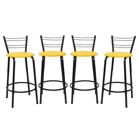 Kit 4 Banquetas para Bancada Flórida Preta 60cm Cozinha Gourmet Balcão Ilha Piscina Área de Lazer