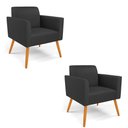 Ver imagem 1 de Kit 2 Poltronas Pés Palito Castanho Marisa Corino Preto D03 - D'Rossi