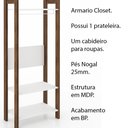 Ver imagem 3 de Armário Closet Aberto AZ1029 MDP Branco/Nogal - Gran Belo