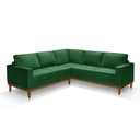 Ver imagem 3 de Sofá de Canto Living 5 Lug. Toronto com Base Retro Madeira de Reflorestamento - Veludo Verde
