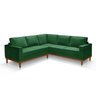 Sofá de Canto Living 5 Lug. Toronto com Base Retro Madeira de Reflorestamento - Veludo Verde - 3