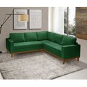 Ver imagem 1 de Sofá de Canto Living 5 Lug. Toronto com Base Retro Madeira de Reflorestamento - Veludo Verde