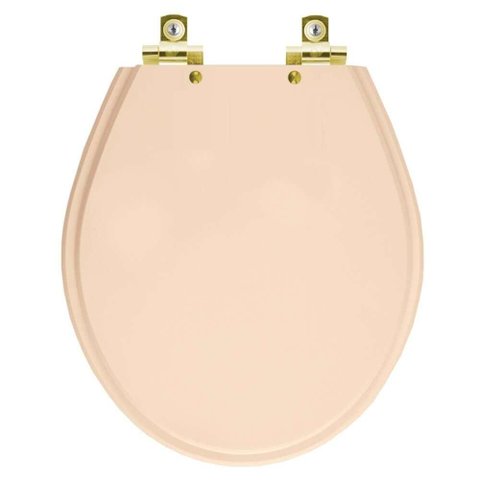 Assento Sanitário com Fechamento Lento Ravena Rosa Floral para Vaso Deca com Ferragem Dourada