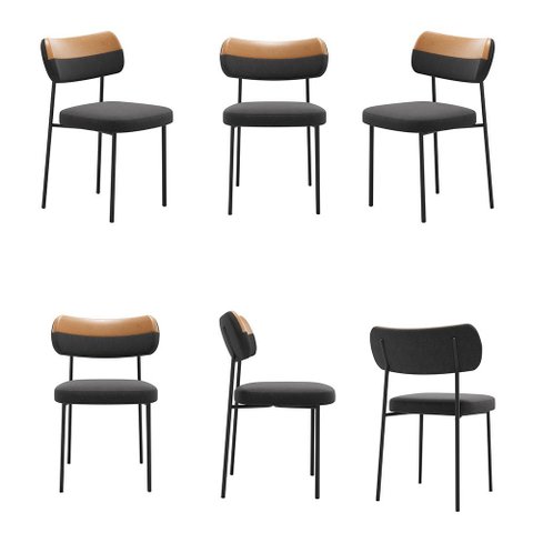 Cadeiras de Jantar Base Ferro Nile Kit 6 Pu Caramelo/linho A08 - D’Rossi