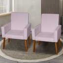 Ver imagem 1 de Kit 2 Poltronas Decorativas Mel Suede Rosa Claro Sky Mobile