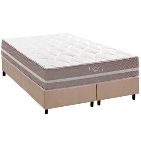 Conjunto Box Queen: Colchão Molas Herval Maxspring Livorno + Base Crc Suede Clean (158x198)