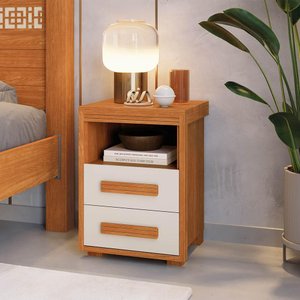 Mesinha para Cabeceira 2 Gavetas 1 Nicho Nature Off White Tóquio Fênix