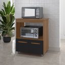 Ver imagem 1 de Armário Balcão Multiuso para Cozinha Micro-ondas e Forno Angela 02 Portas Savana Preto Moblis