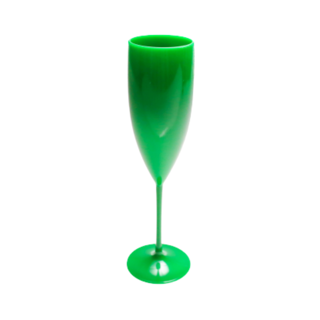 10 Taças De Champanhe Acrílico Solido Colorido 160Ml: Verde