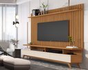 Ver imagem 2 de Conjunto Ripado Classic Para Sala Estar com Rack Vivare Wood 1.8:Nature/Off White