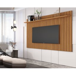 Conjunto Ripado Classic Para Sala Estar com Rack Vivare Wood 1.8:Nature/Off White - 3