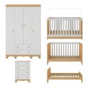 Ver mais imagens de Quarto de Bebê Completo Berço Americano 3 em 1 Colchão Dengo Multimóveis Mp4604 Madeirado/branco