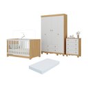 Ver imagem 1 de Quarto de Bebê Completo Berço Americano 3 em 1 Colchão Dengo Multimóveis Mp4604 Madeirado/branco