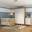 Ver imagem 2 de Quarto de Bebê Completo Berço Americano 3 em 1 Colchão Dengo Multimóveis Mp4604 Madeirado/branco