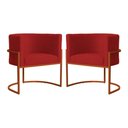 Ver imagem 1 de Kit 02 Poltrona Luana Luxo Suede Vermelho Base Bronze - Fm