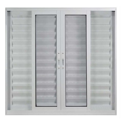 Janela de Alumínio Branco Veneziana de Correr 6 Folhas Suprema sem Grade Hale - 1.00 (l) X 1.00 (a)