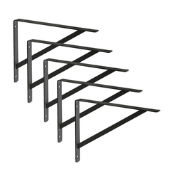 5x Suporte Cantoneira Mão Francesa Preta P/prateleira 20cm - 1