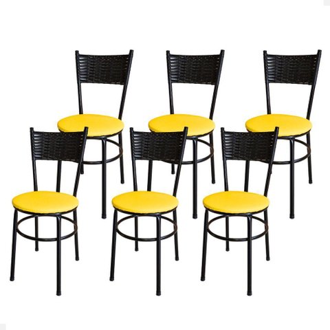 Conjunto 6 Cadeiras Pretas para Cozinha Viena Cor:amarelo