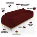 Ver imagem 4 de Sofá 03 Lugares Para Sala de Estar Kiev 230 cm D02 Veludo Marsala C-278 - Lyam Decor