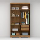 Ver imagem 5 de Guarda-Roupa Solteiro 4 Portas, 4 Gavetas e Pés MDF Cambori Marrom/Cinamomo