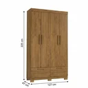 Ver imagem 3 de Guarda-Roupa Solteiro 4 Portas, 4 Gavetas e Pés MDF Cambori Marrom/Cinamomo