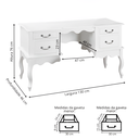 Ver imagem 4 de Escrivaninha Clássica com 4 Gavetas e Pés Luiz Xv - Branco Laca