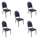Ver imagem 1 de Kit 5 Cadeiras para Evento Empilhável cor Azul Marinho Encosto redondo com Puxador Poltronas do Sul