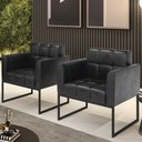 Ver imagem 5 de Poltrona Base Industrial Preto Kit 2 Ana Sintético Pu Preto - Ibiza