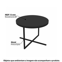 Mesa de Centro Industrial Volpi Baixa - Preto - 2