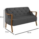 Ver imagem 4 de Kit Namoradeira 135cm e 2 Poltronas Decorativas Capitonê Lapa M22 Linho Cinza Escuro - Mpozenato