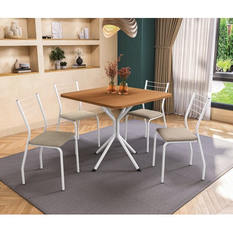 Conjunto de Mesa e 4 Cadeiras Creta Kappesberg Branco