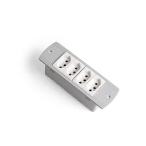 Régua Caixa de Tomada Embutir Mesa 4 Tomadas Flex Cinza