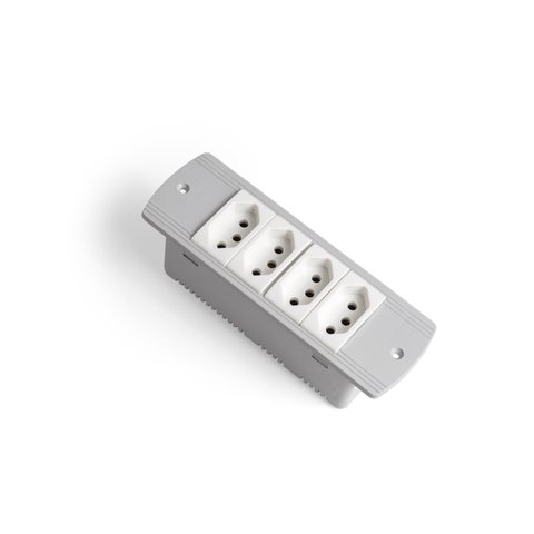 Régua Caixa de Tomada Embutir Mesa 4 Tomadas Flex Cinza